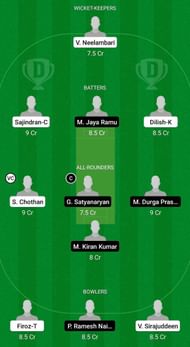 Mahe Veterans XI vs Yanam Veterans XI Fantasy Suggestion Team 1